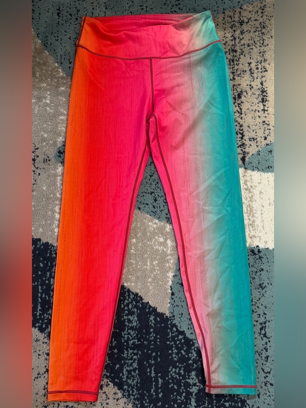 Yelete Active Rainbow Ombre Leggings Women’s M Pink Orange Aqua Yoga Pants